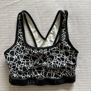 Diane Von Furstenberg DVF Target Padded Sports Bra Black/White Size XS